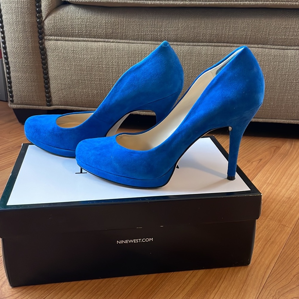 Nine West heels, blue suede, size 8, worn twice